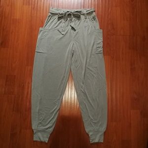 Aerie Real Soft Cargo Tie Waist Sage Green Jogger
